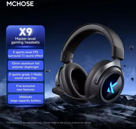 Headset Gamer MCHOSE X9, RGB, Wireless, Bluetooth, PC, PS5, Celular 