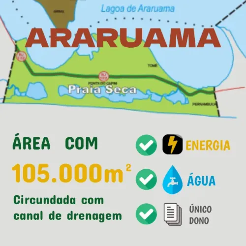 Área de 105.000m2, único dono, plana em Araruama - Praia Seca
