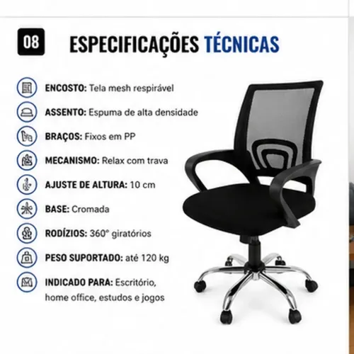 Cadeira de Escritório Ergonômica - Conforto e Qualidade | Pronta Entrega