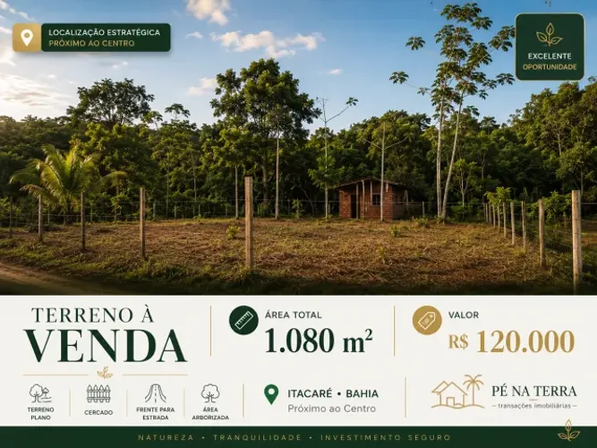 Terreno de 1.080 m² em Ilhéus/BA - Dois Lotes, Natureza, Espaço e Potencial de Valorização