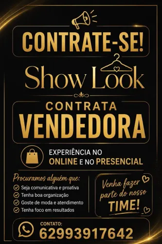 Vaga de emprego região da 44, para vendedora