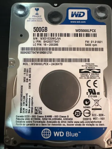 HD 500Gb notebook (Armazenamento)