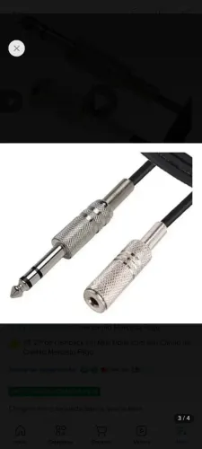 Cabo extensor fone entrada P2 saída P10