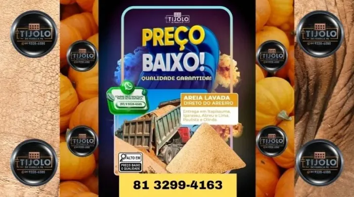 areia lavada material de qualidade para obra 