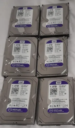 6x HD WD Purple 1TB - Ideal para CFTV/DVR e PC - Lote fechado