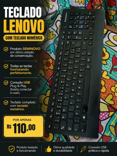 Teclado Lenovo com entrada USB