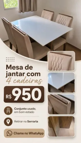 Mesa de jantar com 4 cadeiras em bom estado
