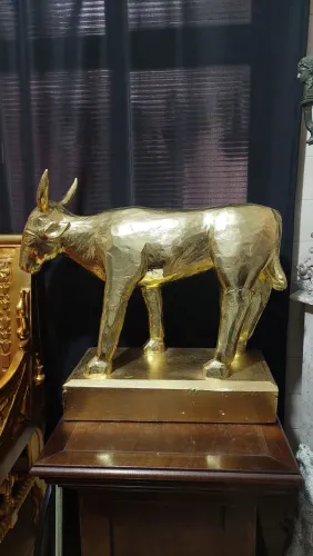 Escultura de Ápis Deus Egipicio Monobloco Madeira