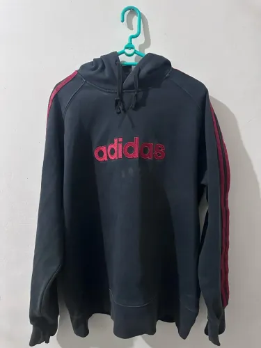 Moletom Adidas Vintage Anos 2000 Preto e Vermelho - Tam. M