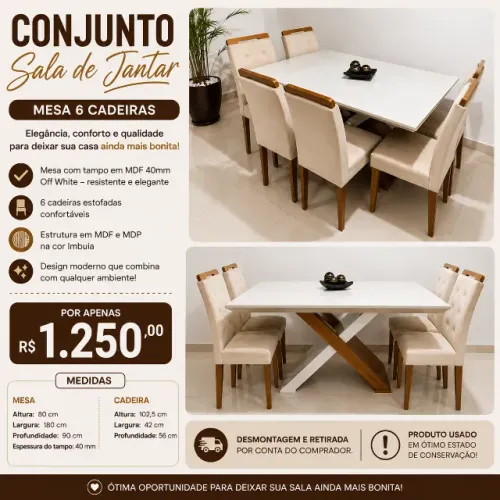 Mesa de jantar 6 lugares