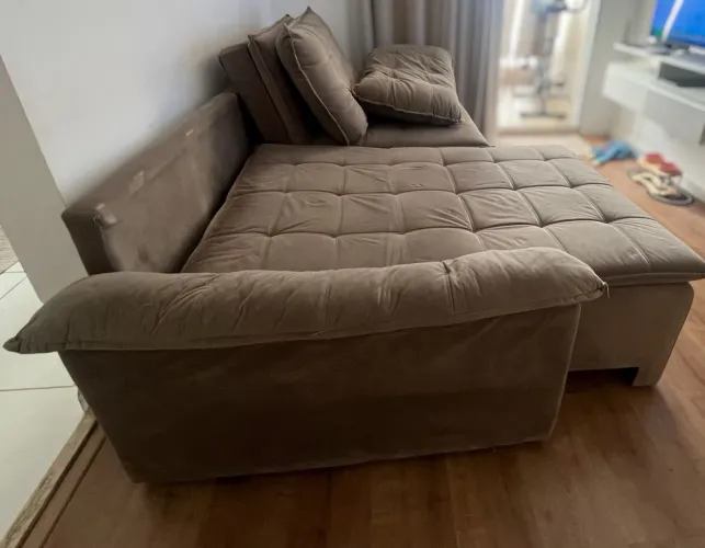 Sofá Cama Casal Retrátil e Reclinável 3 Lugares