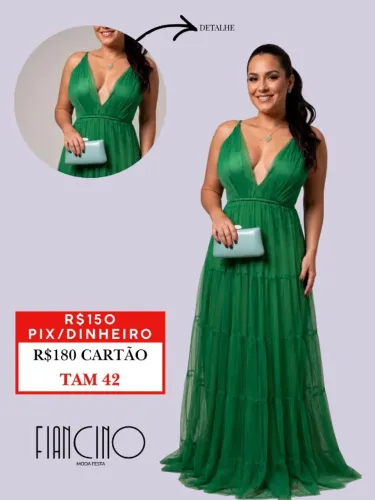 VESTIDOS DE FESTA VERDE MENTA E VERDE BANDEIRA