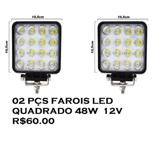 KIT FAROL LED QUADRADO 48W 12/24V