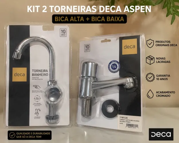 Torneiras Deca Aspen Bica Alta + Bica Baixa - Kit Novo