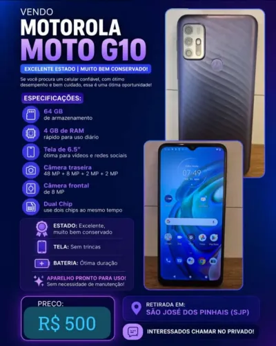 Motorola Moto G10 - Pouco tempo de uso.