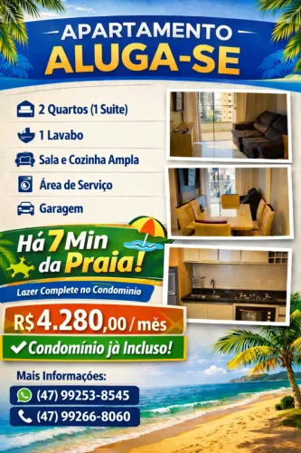 Apartamento mobiliado para locação - perto da praia e com garagem?