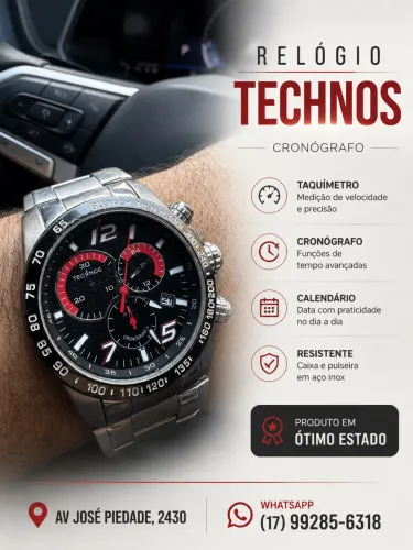 Relógio Technos Cronógrafo Masculino - Aço Inox