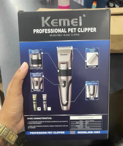 Máquina de Tosa Sem Fio Kemei KM-1053 para Cães e Gatos 5 Velocidades