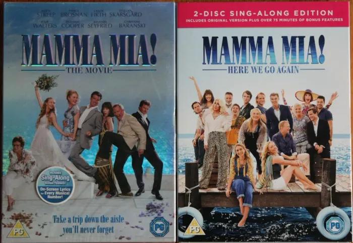 DVDs: Mamma Mia: 1 e 2.
