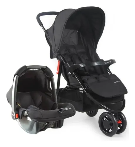 Carrinho de Bebê com Bebê Conforto Cosco Kids - Toffy Duo 3 Rodas 0 a 15kg