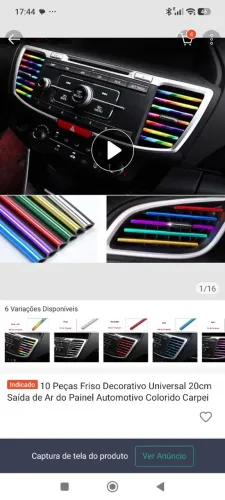 Friso para painel automotivo vermelho.