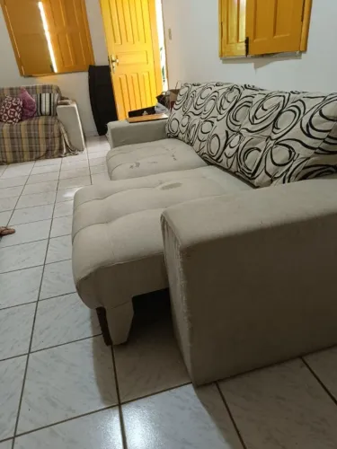 Conjunto de Sofás 2 e 3 Lugares - Tecido Areia