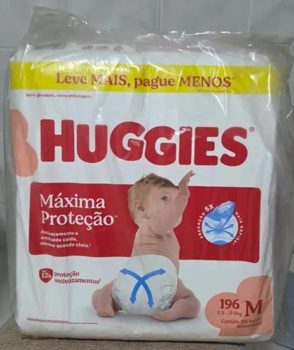 Fralda Huggies Máxima Proteção - Tamanho M - 196 Unidades