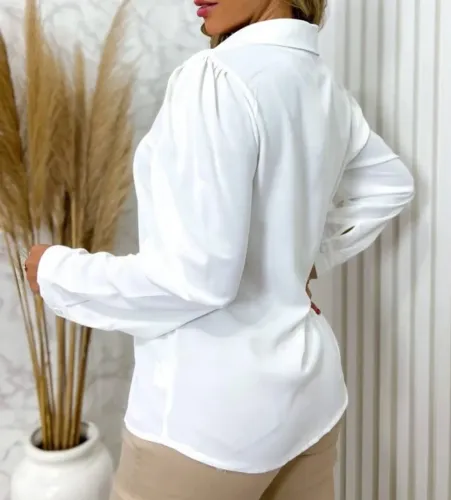Camisa manga longa branca feminina