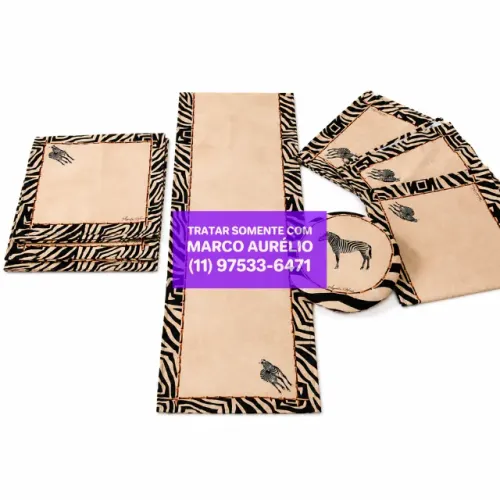 Kit Guardanapo e Caminho de Mesa Verão Savana Mesa de Jantar Festa Toalha 33 x 180 CM