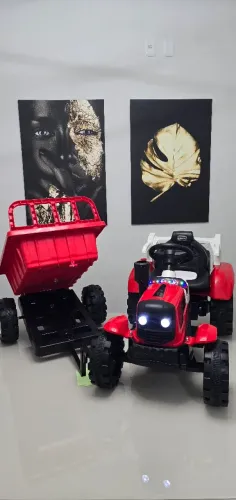 Bang Toys Trator Elétrico com Caçamba 12v Recarregável Vermelho