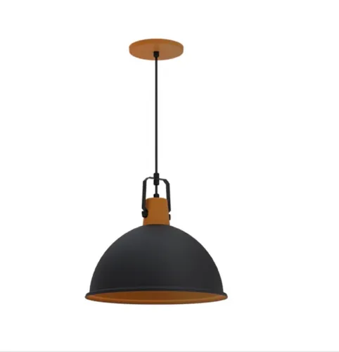 LUMINÁRIA/PENDENTE OVAL - Preta fosca com bronze - Taschibra M 