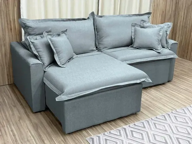 Sofá Retrátil Lisboa No Cinza Gelo Linho 2m com 3 Lugares 