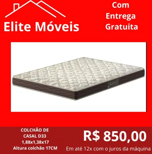 850,00 Com a entrega COLCHÃO  D33 Com garantia de fabrica. 