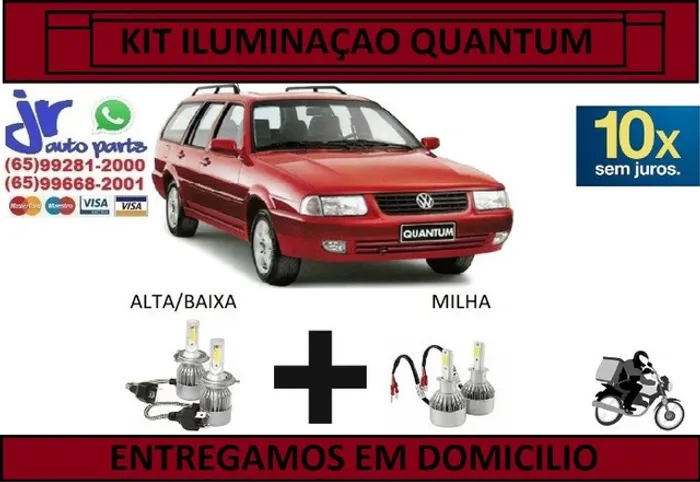 Kit Lampada Ultra LED (Alta/Baixa e Milha) VW Quantum 6000K 12V 24V