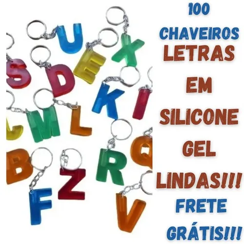 100 chaveiros letras gel silicone a sua escolha para brindes presentes revender  