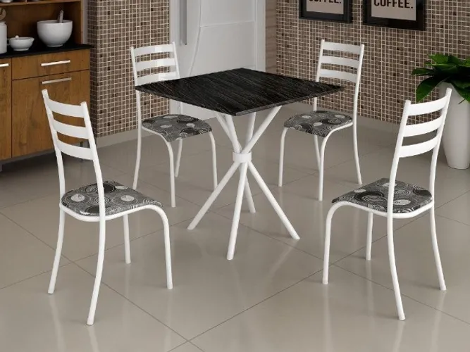 Mesa Tubular Branco c 4 cadeiras Frete Grátis - Até 12x