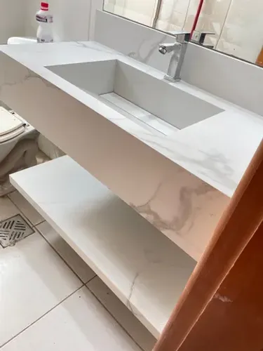 Pia esculpida em porcelanato 