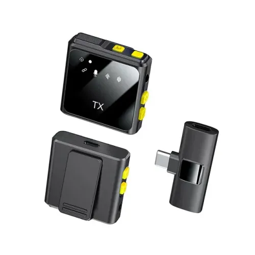 Microfone Lapela Omnidirecional Sem Fio Profissional Duplo Tipo-C ou Lightning