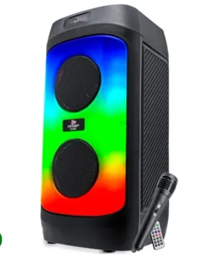 Caixa De Som Bluetooth Karaokê TWS RGB Rádio Fm Aux P2 P10 Usb Com Microfone z795