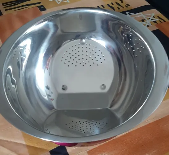 Escorredor de arroz Aço Inox com Furos para Drenagem