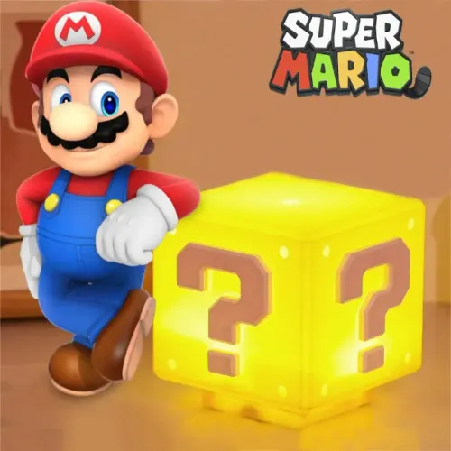 Luminaria Abajur De Mesa Bloco Charada Mario Bros Gamer