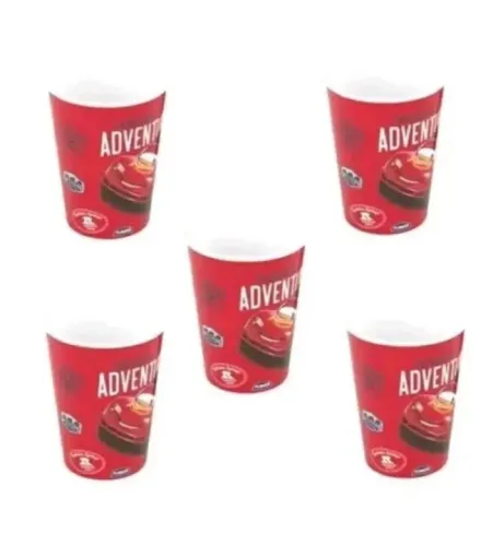 Kit 5 Copos Plástico Relâmpago Mcqueen Plasutil