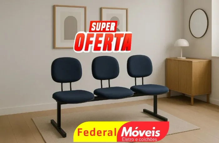 Cadeira de Espera Longarina Secretária 3 Lugares - Perfeita para escritórios!