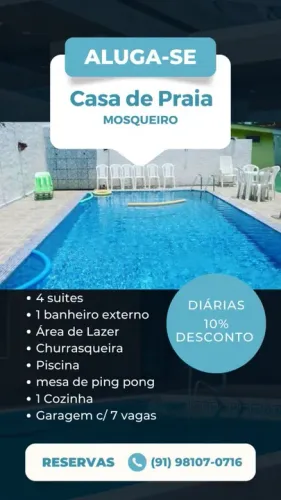 Alugo Belíssima Casa de Praia na Ilha de Mosqueiro no Murubira