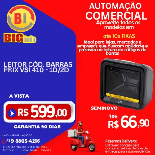 Leitor De Código Para Supermercado Toledo Vsi410 Usb Qr Code 2d - Em ate 10x Fixas 