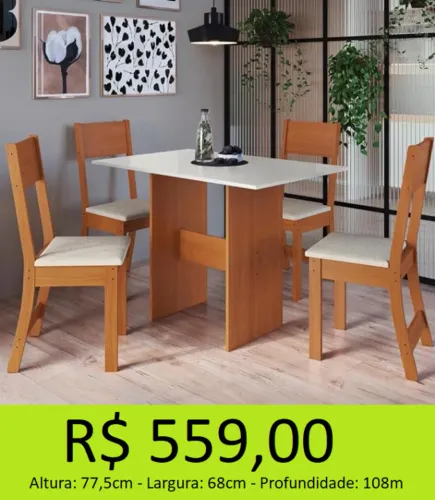 Mesa de jantar 4 cadeiras - sua sala de jantar ainda mais bonita