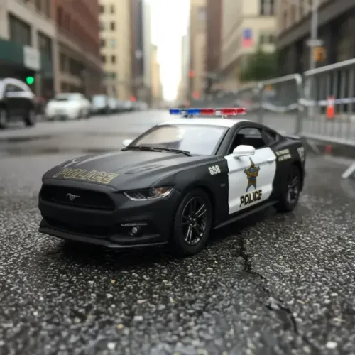Carrinho de Brinquedo Ford Mustang GT 2015 Viatura Polícia 1/38 - Metal Die-Cast