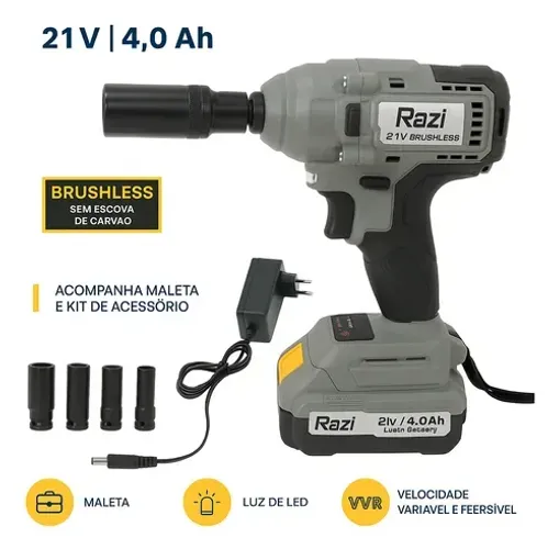 Parafusadeira Chave De Impacto Brushless A Bateria Litio 21v