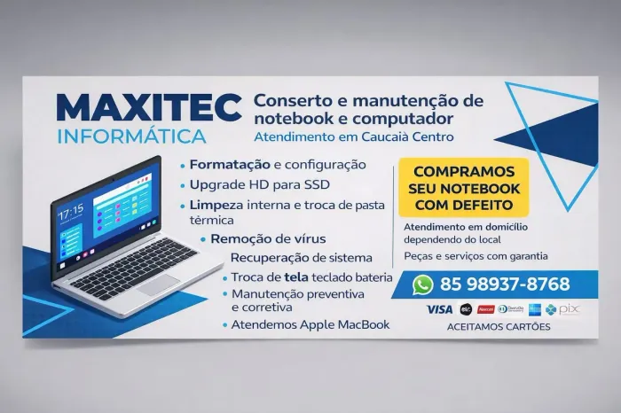 Conserto de notebook e computador em Caucaia atendimento rapido!