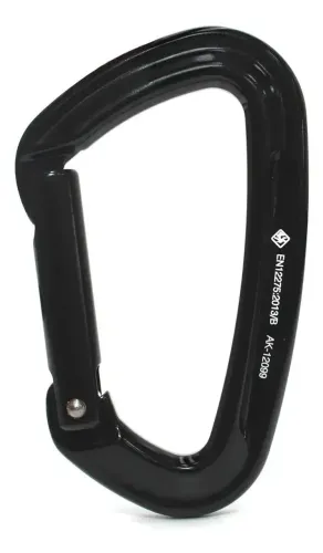 Mosquetão Alumínio D sem trava Free 25kn Reto Resgate Preto